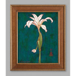 McKenzie River White Orchid Acrylic on Canvas Panel with Gold Frame